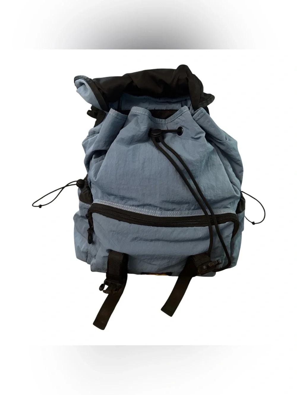 C&C California Dusty Blue Drawstring Backpack with Black Straps Travel Bag Women